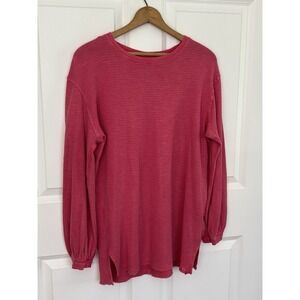 We the Free People Oversized S Pullover Waffle Knit Top Distressed Pink 0587